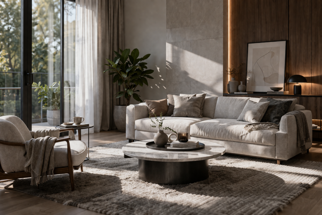 modern living room interior design with sofa
